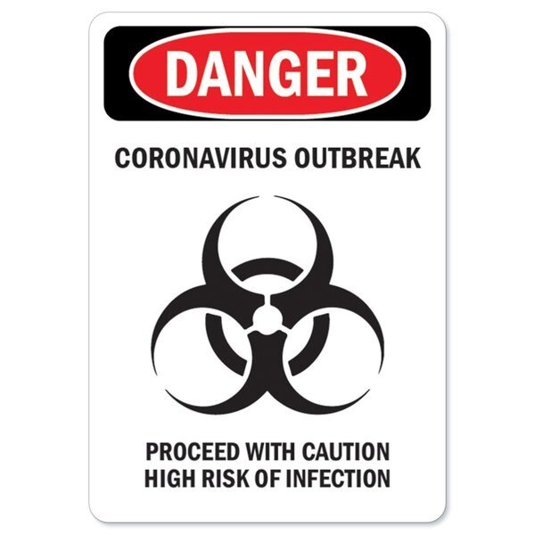 OSHA Notice Sign, Danger Corona Outbreak, 18in X 12in Decal, 18